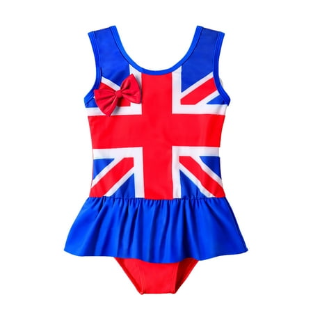 

BESTHUA Kids One Piece Swimsuit | Union Jack Bikini Swimsuits | Children Quick-Dry Swim Beachwear Patriotic Bathing Suits For Kids