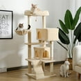 thumbnail image 2 of Pefilos 56" Tall Cat Trees Towers with Scratching Posts Condos Hammock Resting Perch, Indoor Pet Activity Furniture Play House for Large Cats Kitty Kitten, Beige, 2 of 10