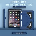 thumbnail image 6 of Allytech iPad 9.7" Case 2018/2017, iPad 5 6 Case,  iPad Pro 9.6" Case, Kids Friendly Heavy Duty Shockproof Rugged Kickstand Protective Kids Case Cover for Apple iPad 6th 5th Gen - Navy Blue, 6 of 8