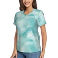 thumbnail image 2 of Honeii Blue Marble Print Women's Classic V-Neck T-Shirt,Womens Fashion Tops,Stylish Everyday Top for Women, Casual Summer Spring Outfits Clothes-XX-Large, 2 of 5
