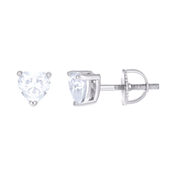925 Sterling Silver Womens 1ct Heart Moissanite Love Heart Stud Earrings 5.7x5.6mm Wide Stud Earring for Women