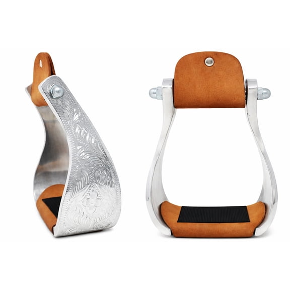 Horse Saddle Stirrups Western Aluminium Engraved Trail Riding 51204