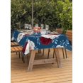 thumbnail image 3 of Outdoor Tablecloth with Umbrella Hole for Patio/Picnic/Party/Camping, 4 of July Waterproof Table Cloth Rectangle Table Cover Washable, Patriotic Blossom Flowers Roses Leaf Blue (60"x 84"), 3 of 9