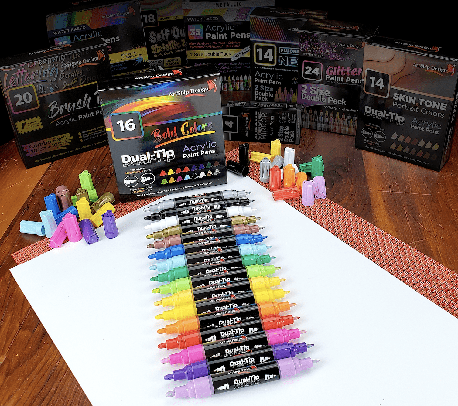 10 Black Acrylic Paint Pens, Double Pack of Both Extra Fine and Medium Tip  Paint Markers - ArtShip Design