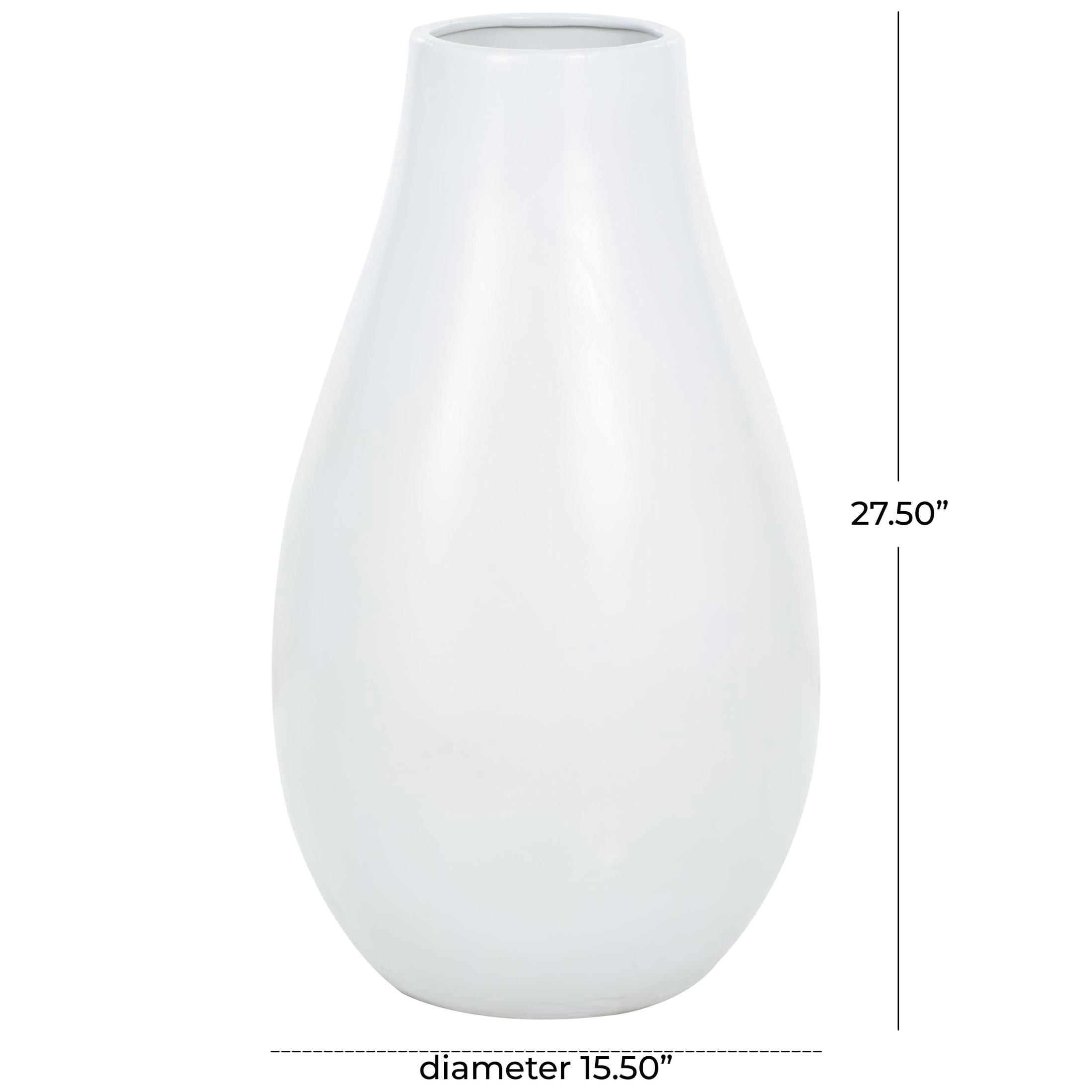 DecMode 28" Rounded Matte Floor White Ceramic Vase