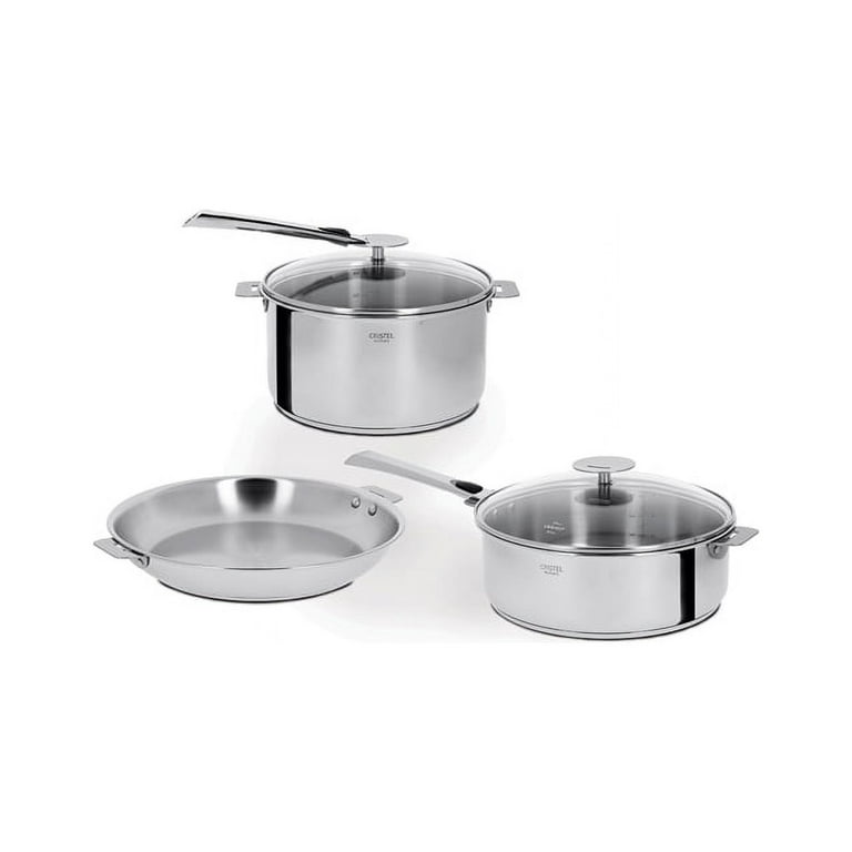 Cristel Casteline Stainless Steel 7 Piece Cookware Set, Removable