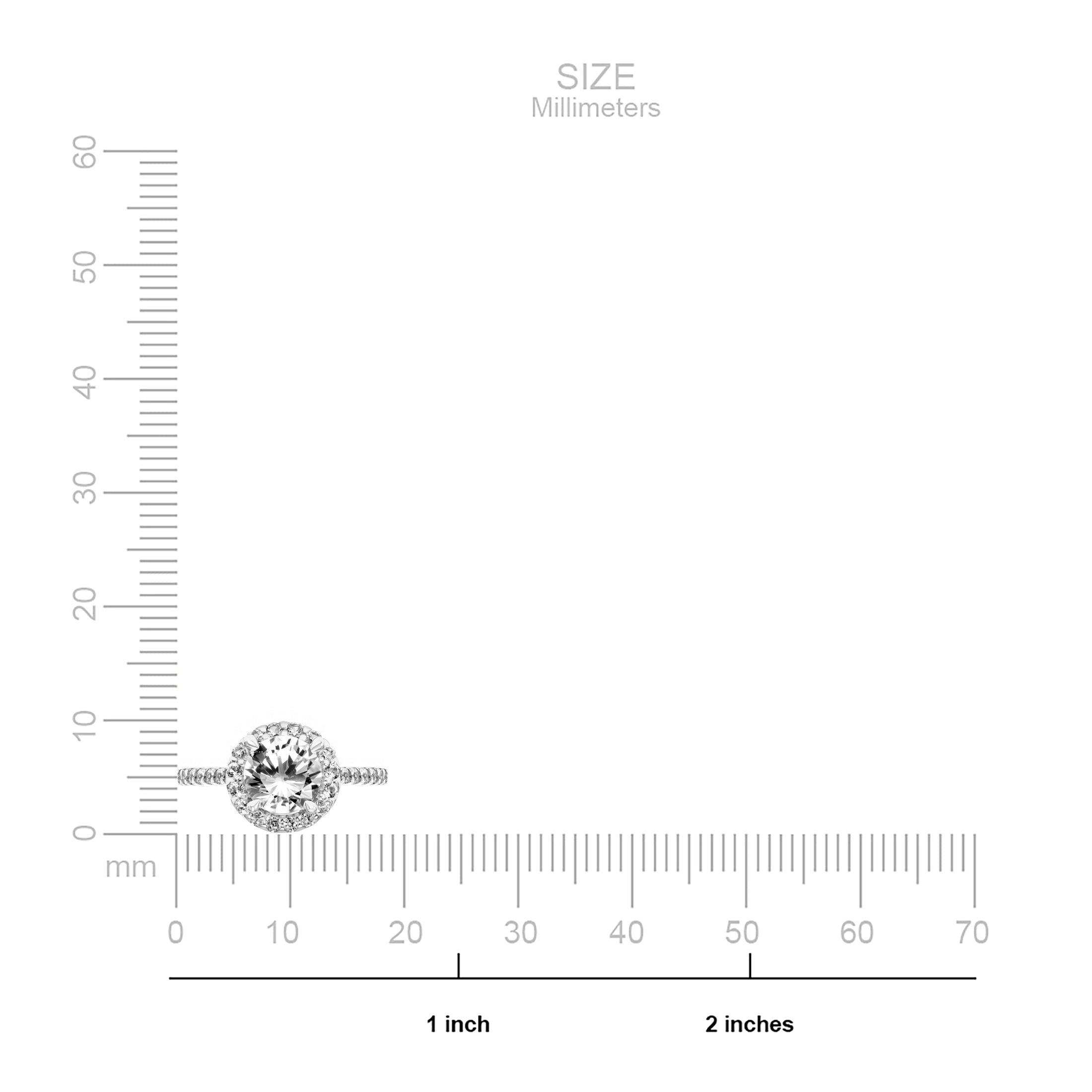 2-1/5 Carat T.G.W. Created White Sapphire Halo Engagment Ring in Sterling Silver