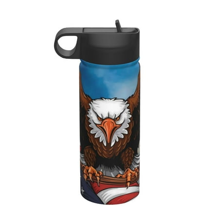

Picia Cartoon Bald Eagle USA Pattern 18oz Sports Insulated Kettle With Straw Insulated Water Bottle For Running Hiking Cycling Climbing Men S Woman Insulated Water Bottle