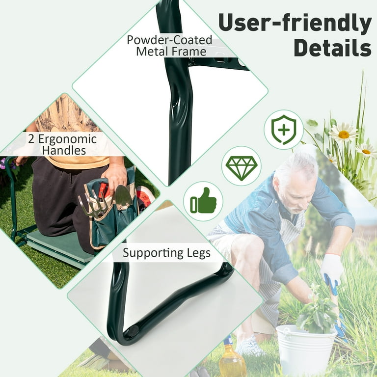 H GT Garden Kneeler and Seat Foldable Garden Stool Heavy Duty Gardening Bench for Kneeling and Sitting to Prevent Knee Back Pain Great Gardening Gifts for Women with 1 Pouch Walmart