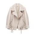 thumbnail image 1 of Ailegogo 2023 abrigos de invierno para mujer, abrigo grueso de piel sintética de piel de oveja, chaqueta de piel de oveja para mujer, chaqueta de aviador, casaco femenino Tan Jianjun unisex, 1 of 2