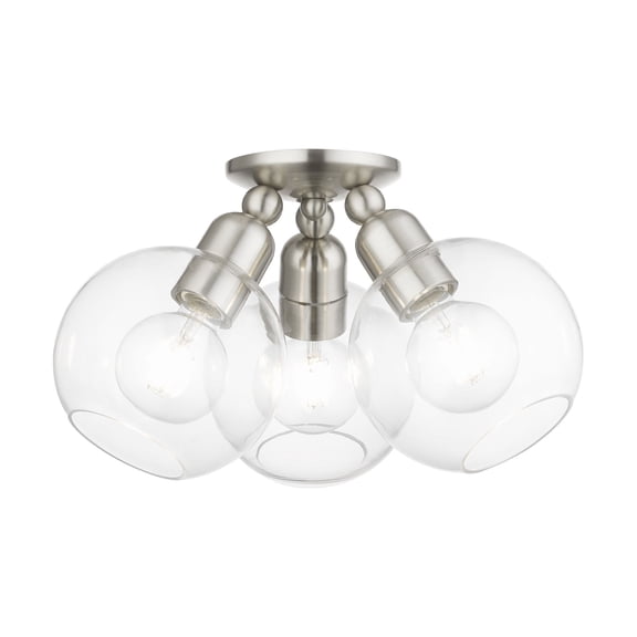 Livex Lighting - Downtown - 3 Light Sphere Semi-Flush Mount In Industrial