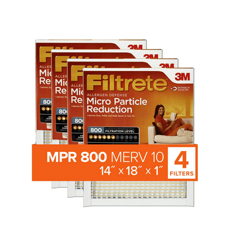 

14x18x1 MERV 10 Micro Particle Reduction HVAC Furnace Air Filter Captures Pet Dander and Pollen 800 MPR 4 Filters