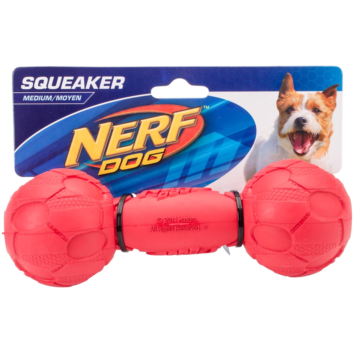 Nerf 7in Rubber Bash Squeak Barbell Red