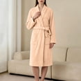 thumbnail image 6 of SELONE Fluffy Bathrobes for Women Coral Fleece Robe Lace up Long Sleeve Sleepwear with Pockets Spa Shower Housecoat, 6 of 8