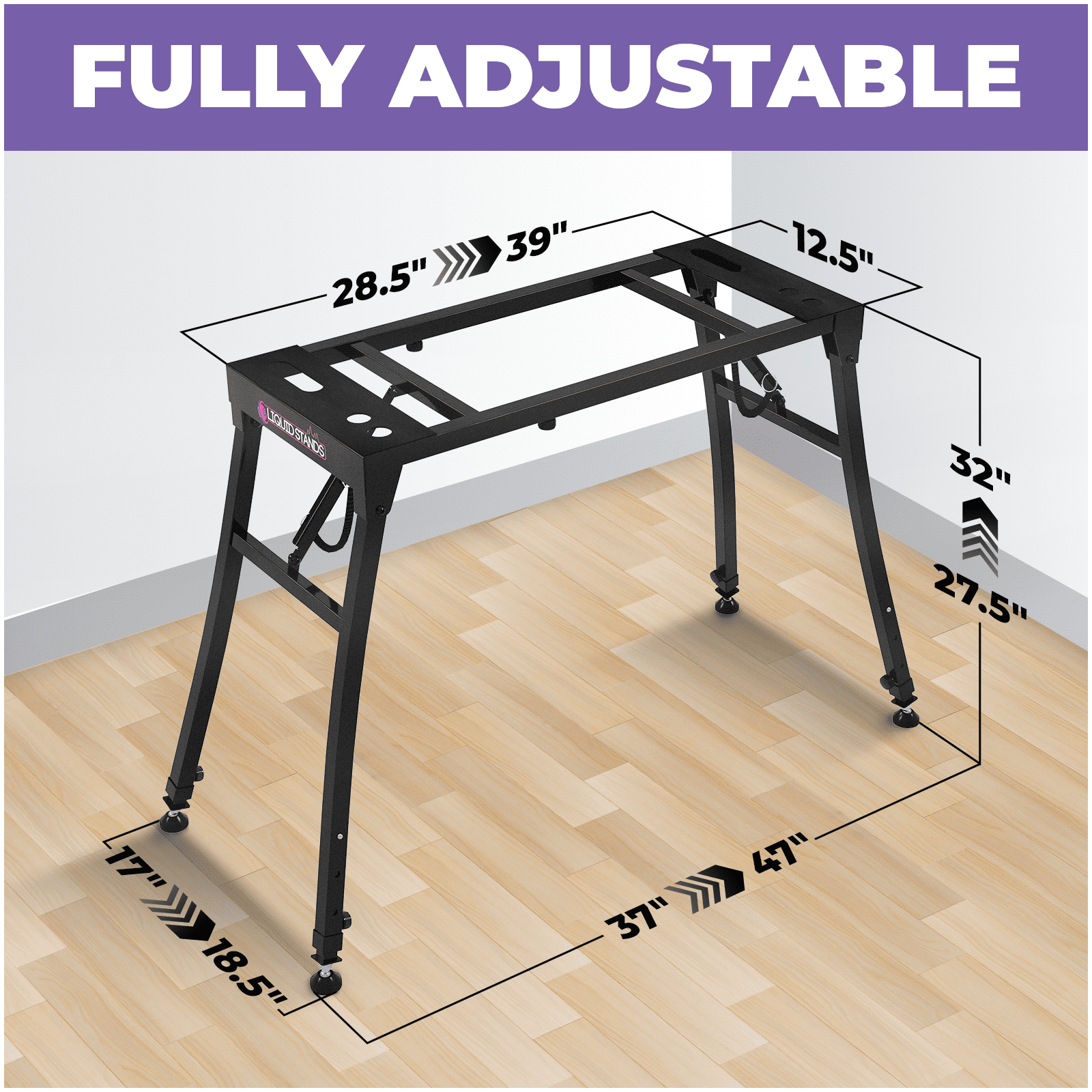 Liquid Stands Collapsible Piano Keyboard Stand - Adjustable and Portable Heavy Duty Music Stand for Kids & Adults - Fits 54-88 Key Electric Digital Pianos - Sturdy Musical Keyboard Table