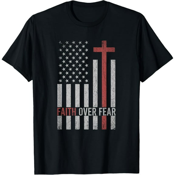 America Pride US Flag Faith Over Fear Holy Bible Prayer T-Shirt Tee