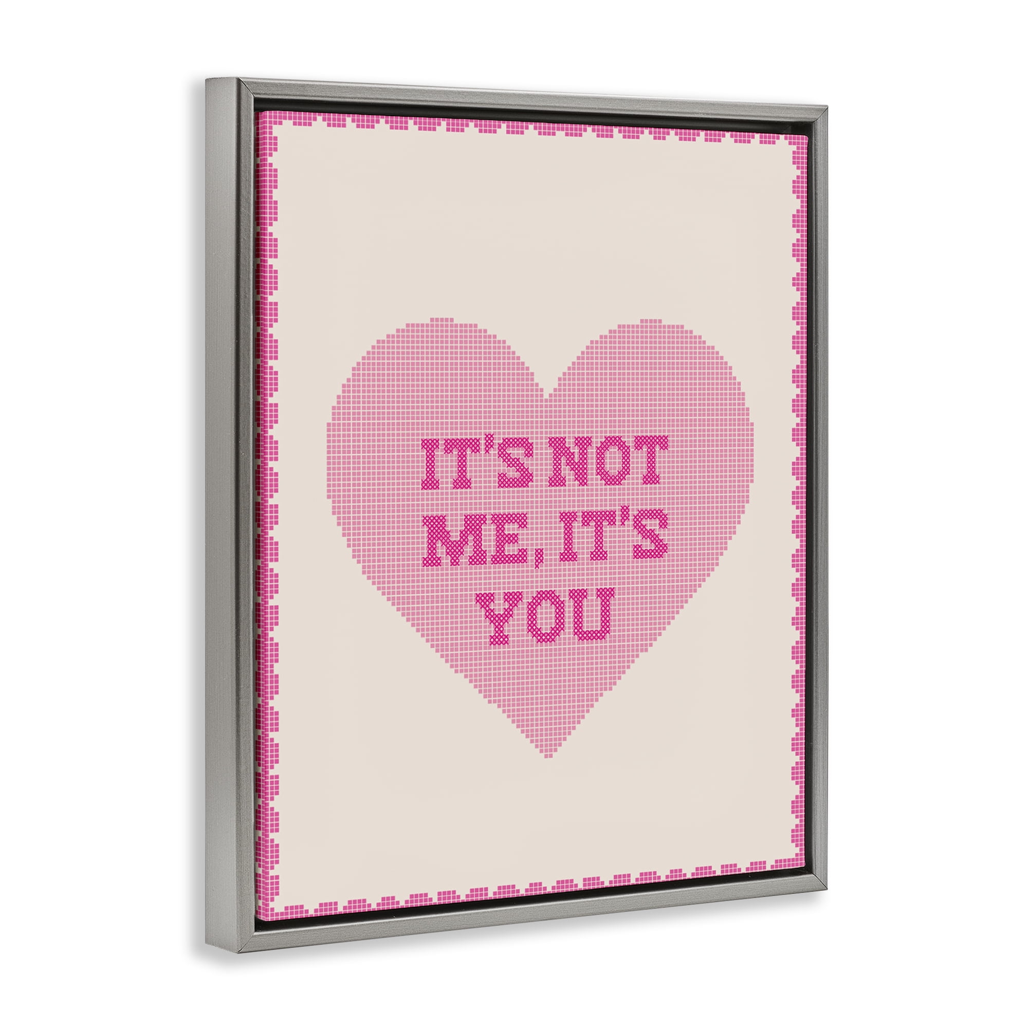 Stupell Industries Not Me It's You on Heart Gray Framed Floater Canvas Wall Art, design by Lil' Rue