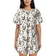 thumbnail image 1 of Balery Flowe Rooster Conjunto de Pijama para Mujer con Estampado, Dos Piezas de Manga Corta y Shorts, Ropa de Dormir Suave con Cuello Redondo y Bolsillos-Small, 1 of 6
