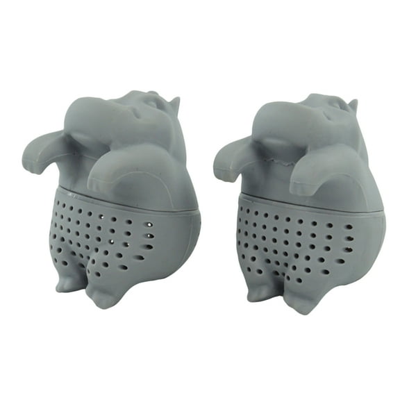 OFFIGAM Hippo Silicone Tea Infuser Set of 2, Animal Loose Leaf Tea Strainers, Fun Tea Steeper Accessories for Tea