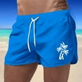 thumbnail image 2 of Men Swim Trunks Three Coconut Trees Print 2 In 1 Quick Dry With Pockets Swimwear Bathing Suits Beach Outdoor Blue M, 2 of 4