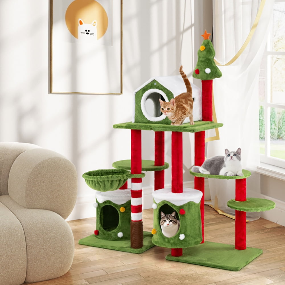 Yardi Yarda 58 Inch Tall Cat Tree Tower Multi-level Pet Climbing and Jumping Tower Furniture with Condos