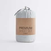 Noble Linens 4 Piece Solid Microfiber Bed Sheet Set, Light Gray, Queen