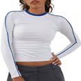 thumbnail image 1 of T-Shirts à Manches Longues pour Femmes, Col Rond Patchwork Mode Urbaine, 1 of 6