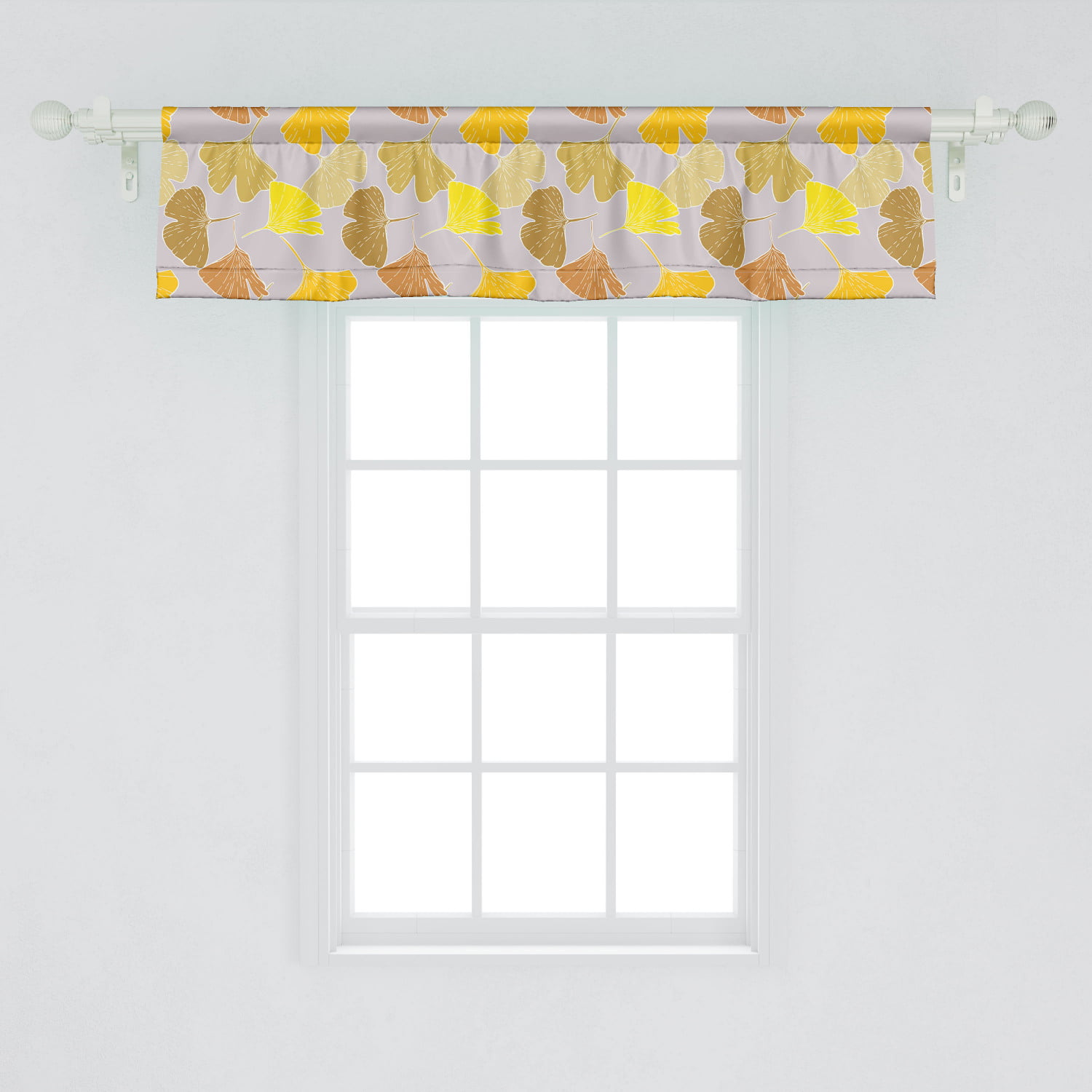 Ambesonne Leaves Window Valance, Hand Drawn Exotic Foliage Ginkgo Leaves  Pattern Forest Woodland Nature Design, Curtain Valance for Kitchen Bedroom  ...