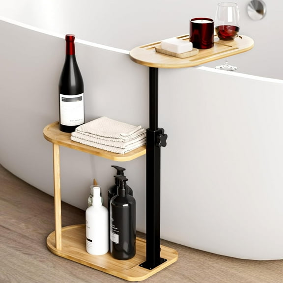 Tongzhou Adjustable 3-Shelf Metal Bamboo Bathroom Bathtub Tray