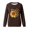 thumbnail image 4 of HKEJIAOI Chandail Graphique Tournesol Femme Manches Longues T-Shirt Décontracté Col Rond chandail Ample, a-Brun TG, 4 of 4