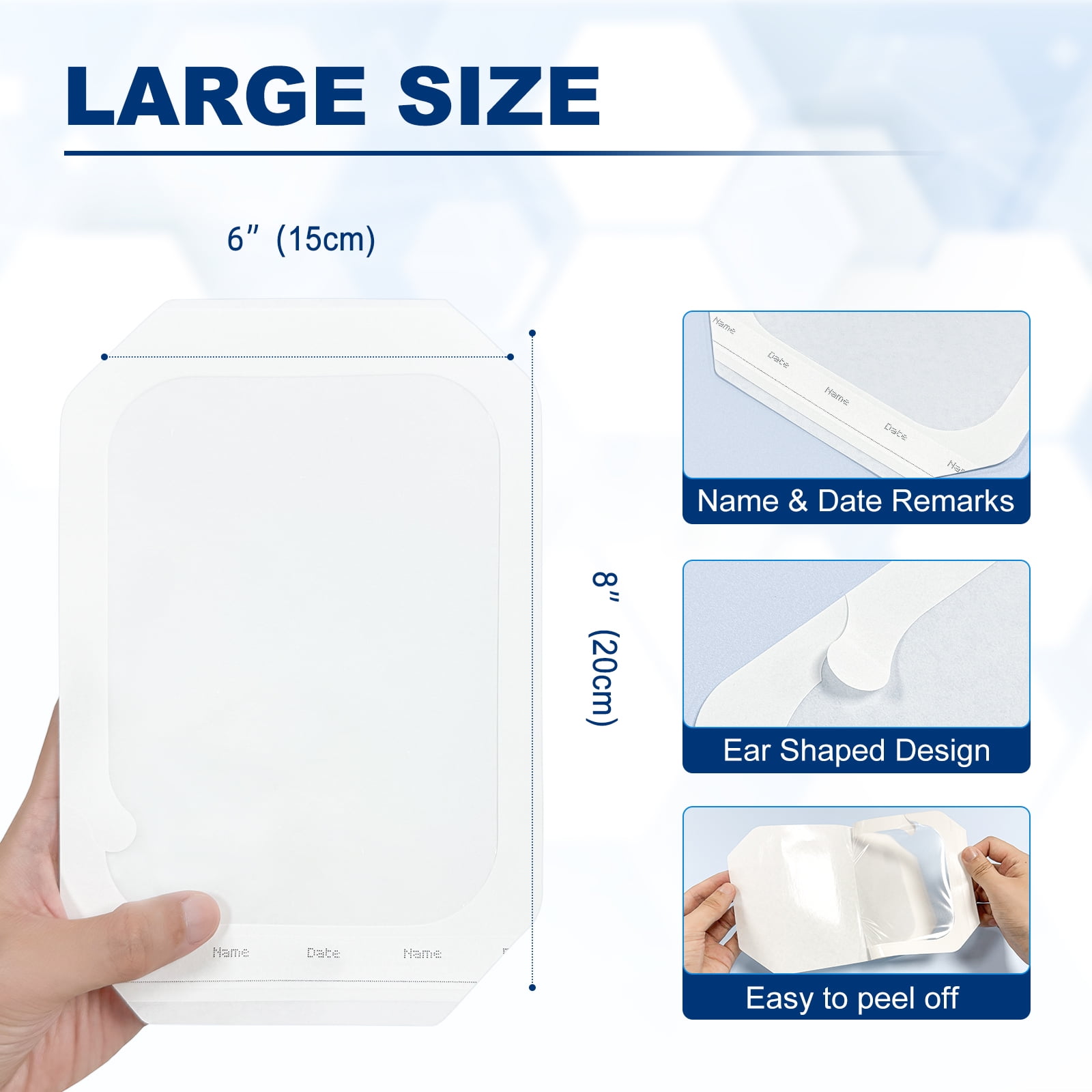 Ceeport Transparent Film Dressing 6'' x 8'', 20 Packs Waterproof Wound Bandage Adhesive Patches, Wound Cover Patches for Post Surgical Shower, IV Shield, Tattoo Aftercare Bandage