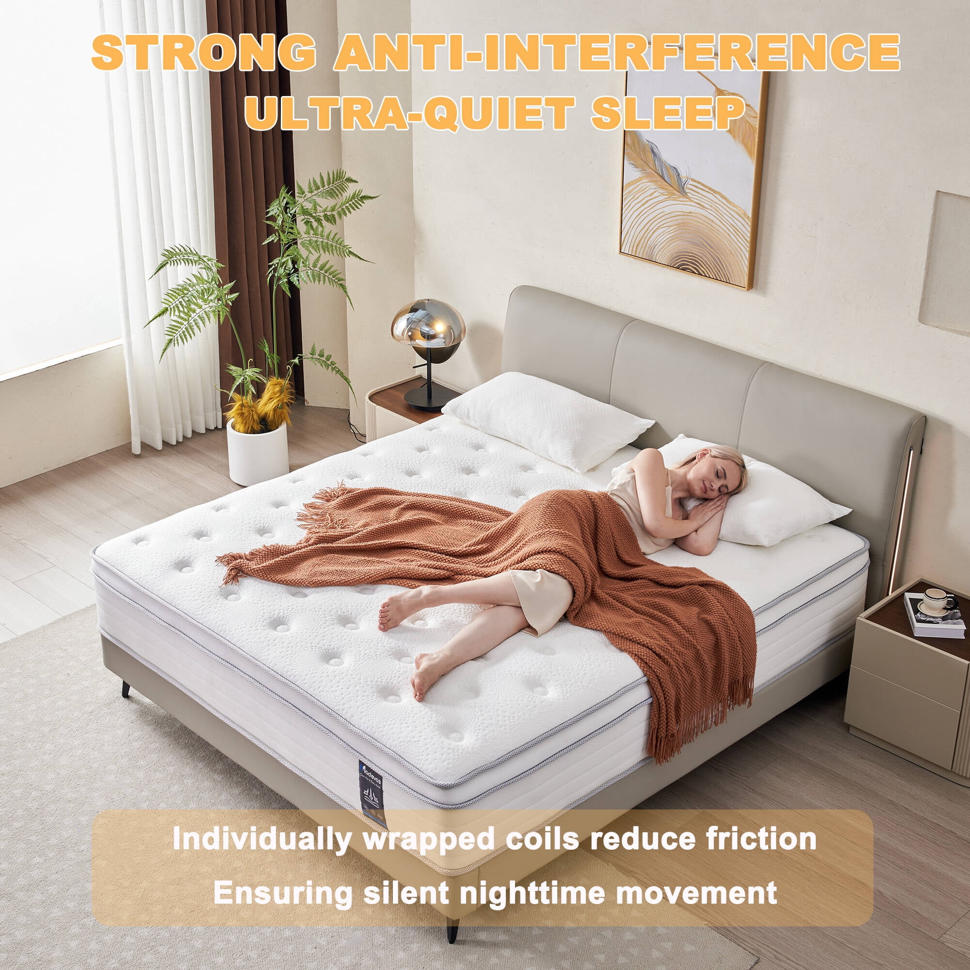 Madevos 10 inch Twin Mattress in a Box,Breathable Memory Foam & Individual Pocket Spring Hybrid Mattress,Medium Support,White