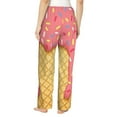 thumbnail image 3 of Uemuo Pink Ice Cream Pattern Women's Wide Leg Palazzo Lounge Pants with Pockets Light Weight Loose Comfy Casual Pajama Pants-XX-Large, 3 of 9