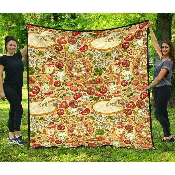 Pizza Pattern Background Premium Quilt