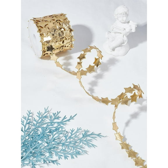 5M Star Theme Lace Trims Decor Cloth Lace Ribbons Gold Craft Decorative Trim for Bridal Wedding Decoration Package DIY Sewing Craft Supply 1/2 inch(14mm) Silver