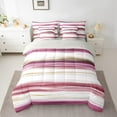 thumbnail image 2 of Manfei Abstract Geometric Twin Bedding Sets 7-Piece for Teen, Chic Stripes Ombre Bedding Comforter Set, Modern Fashion Reversible Sheet Sets, Microfiber Bedroom Decor, 2 of 7