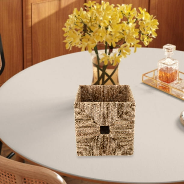 Cesta de almacenamiento tejida Cesta de almacenamiento de algas marinas Estantes Cestas organizadoras de patio Sala de estar Decoración del hogar Caja
