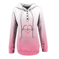 thumbnail image 3 of ICHUANYI Clearance Women's Print Gradient Color Loose Long Sleeve Button Hoodie Sweater Top(Pink, L) ICHUANYI WER2023081513389, 3 of 4