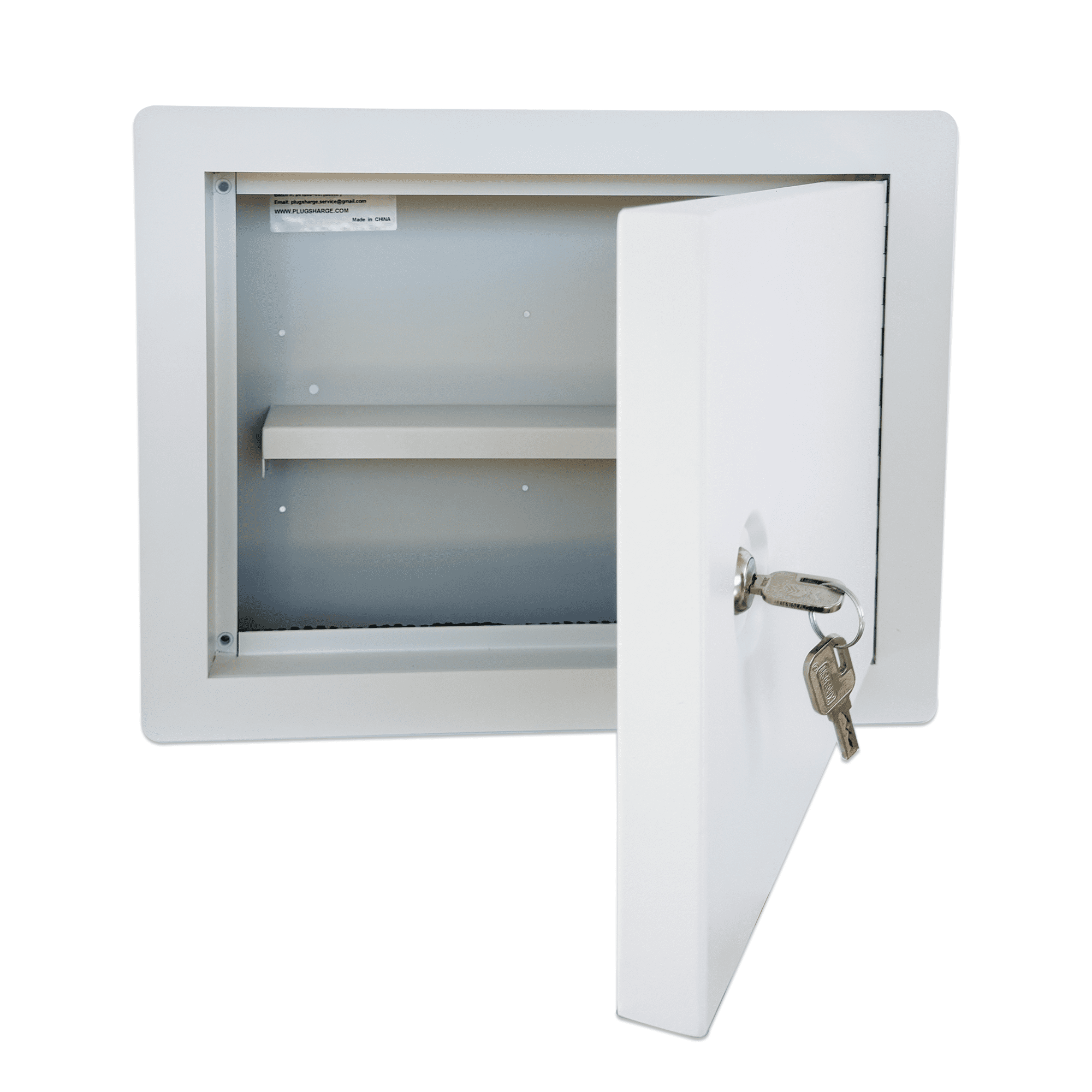 In-Wall Safe with Key Lock – Heavy-Duty Steel Lockable Hidden Wall Compartment for Secure Storage, Wall Safe Box for Jewelry, Cash, and Documents – 15.75-Inch Exterior Width, White