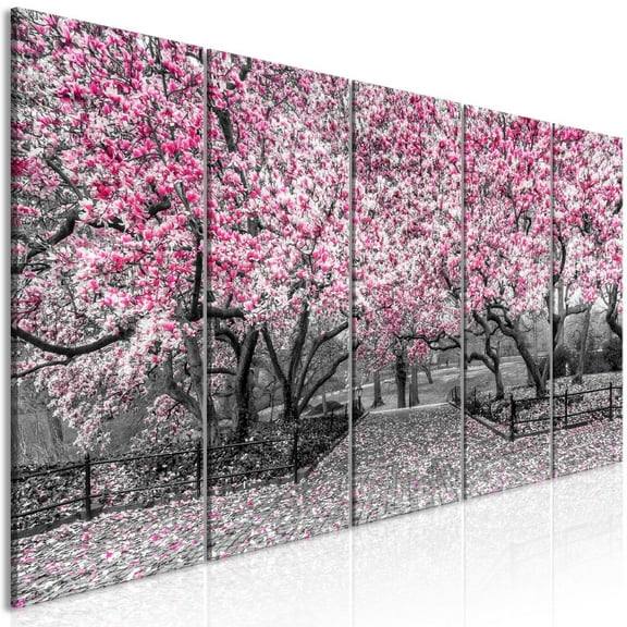 Tiptophomedecor Stretched Canvas Floral Art - Magnolia Park Narrow Pink - Stretched & Framed Ready To Hang Art