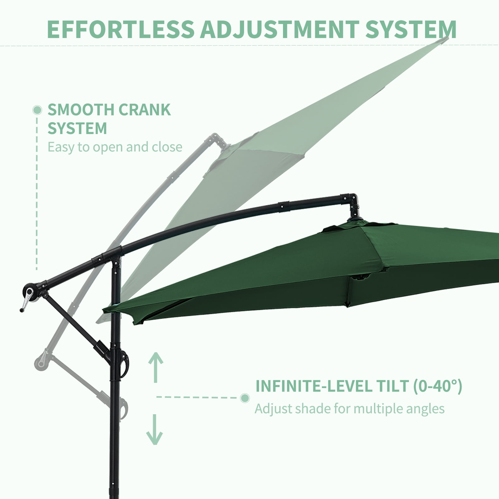 Autlaycil 10 ft Cantilever Offset Outdoor Patio Umbrella with Base Stand Rotate and Tilt - Green