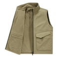 thumbnail image 3 of BiZtdJrK Mens Casual Outerwear Vest Lightweight Zip Up Fleece Sleeveless Jacket Outdoor Work Hiking Travel Golf Vest with Pockets Limited Time Sales Of The Day Khaki XXXL, 3 of 7