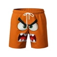 thumbnail image 5 of UVEASISHA Funny Shorts with Pockets for Men 3D Angry Face Print Swim Trunks,Elastic Drawstring Waist Loose Beach Shorts Quick Dry Breathable Bathing Suits Orange XXL, 5 of 6
