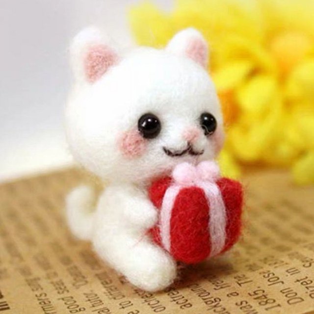 DIY Wool Felt Needle Felting Kit Raw Material for Adult Cartoon Animal Puppy