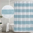 thumbnail image 5 of Blue Striped Shower Curtain, Waterproof Shower Curtains for Bathroom, Rustic Farmhouse Stripes Washable Fabric Bathtub Curtain Set Bath Decor with 12 Hooks Long 72"x84", 5 of 8