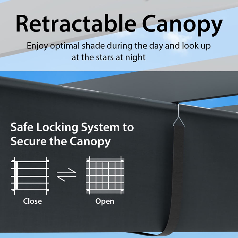 Aimee Lii 10 x 13 Feet Outdoor Aluminum Retractable Pergola Canopy Shelter, Backyard Canopy Gazebo for Party Camping BBQ Events, Gray Aimee Lii 10 x 13 Feet Outdoor Aluminum Retractable Pergola Canopy Shelter, Backyard Canopy Gazebo for Party Camping BBQ Events, Gray