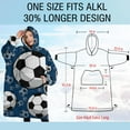 thumbnail image 4 of Oversized Wearable Blanket Hoodie,Blue Soccer Balls Pattern Sherpa Blanket Hoodie with Super Pockets,Super Warm Fuzzy Pullover for Women & Men, 4 of 6