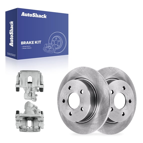 AutoShack Rear Solid Brake Rotors   Calipers 4-PC Brake Kit Replacement for 2012-2018 Ford Focus 10.67" (271 mm)