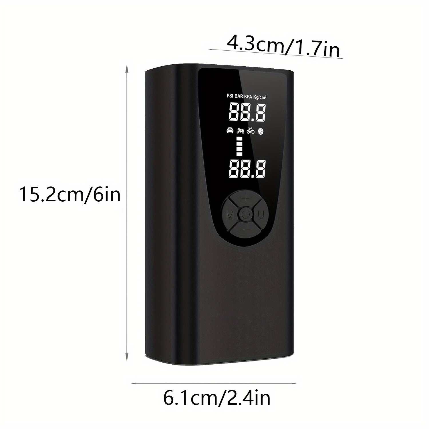 150 PSI Portable Tire Inflator - 20000mAh Cordless Air Pump with Pressure Gauge, Emergency Light for Vehicles & Balls (Black)​