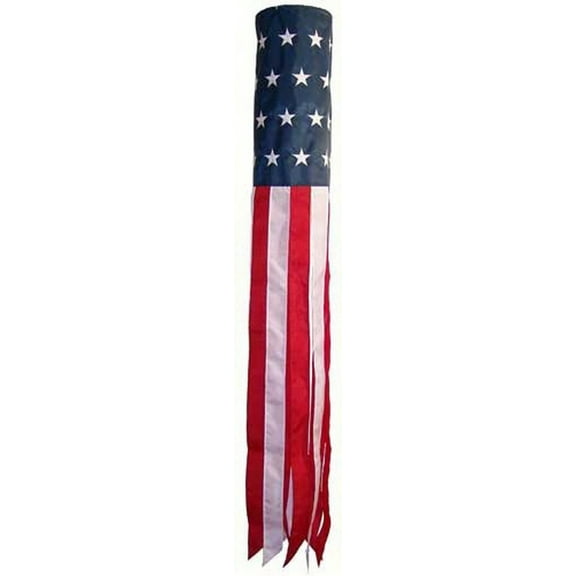 In the Breeze 4113 —60-inch Patriotic Embroidered Windsock — Vibrant Outdoor Flag Windsock for Yards, Gardens